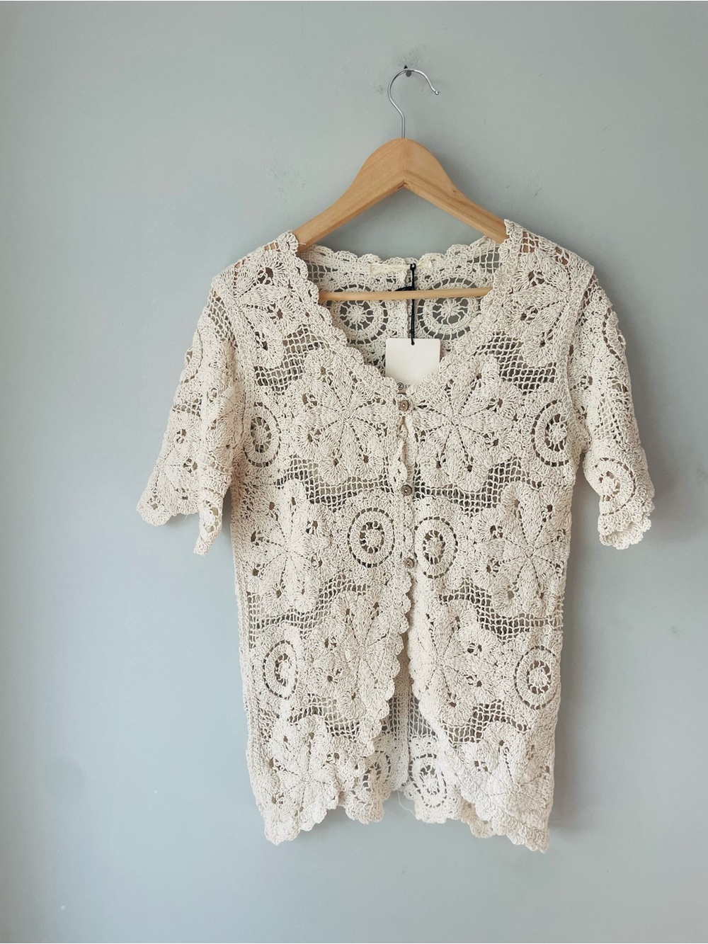 Crochet Lace Short-Sleeve Cardigan
